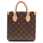 Louis Vuitton Monogram Sac Plat BB Leather 2-Way Bag Brown