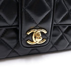 Chanel Quilted 23 Lambskin Gold Chain Shoulder Bag Plate Black — view 5