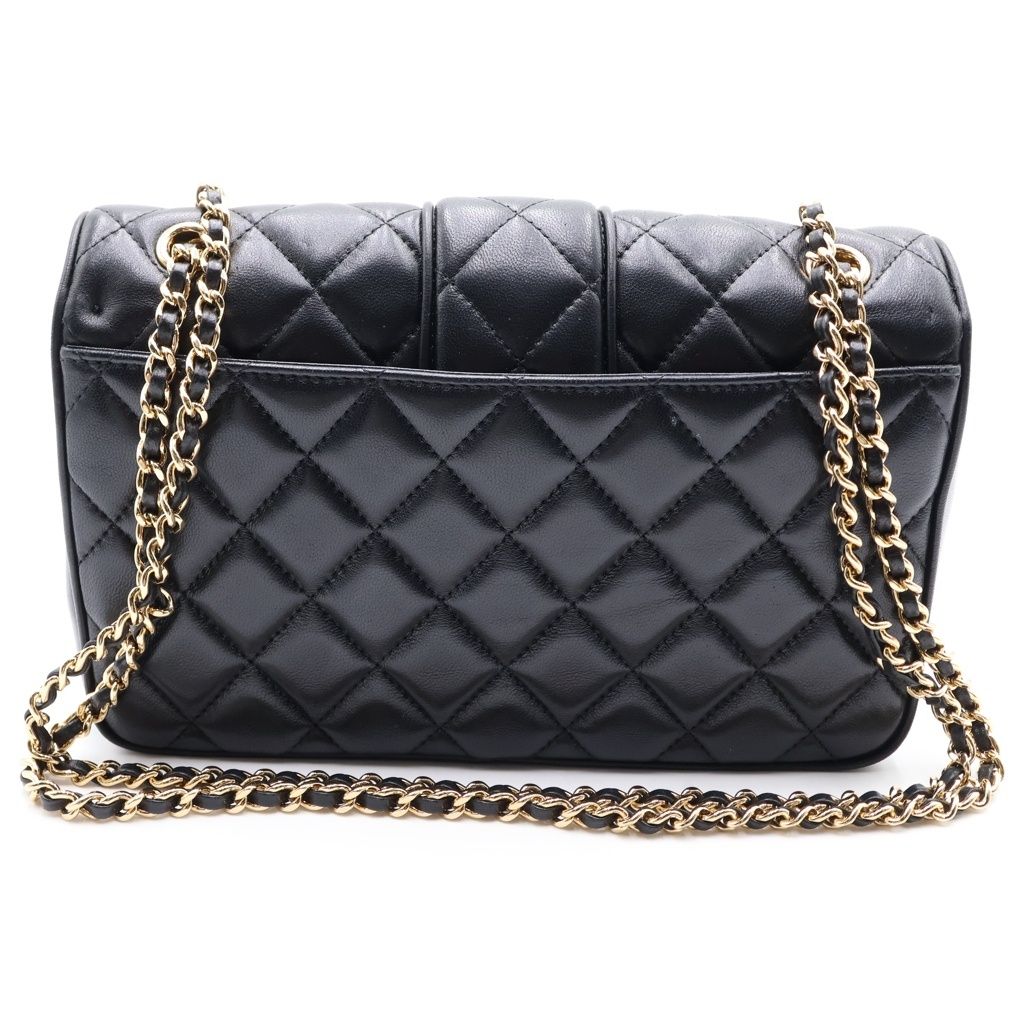 Chanel Quilted 23 Lambskin Gold Chain Shoulder Bag Plate Black — view 2