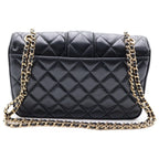 Chanel Quilted 23 Lambskin Gold Chain Shoulder Bag Plate Black — view 2