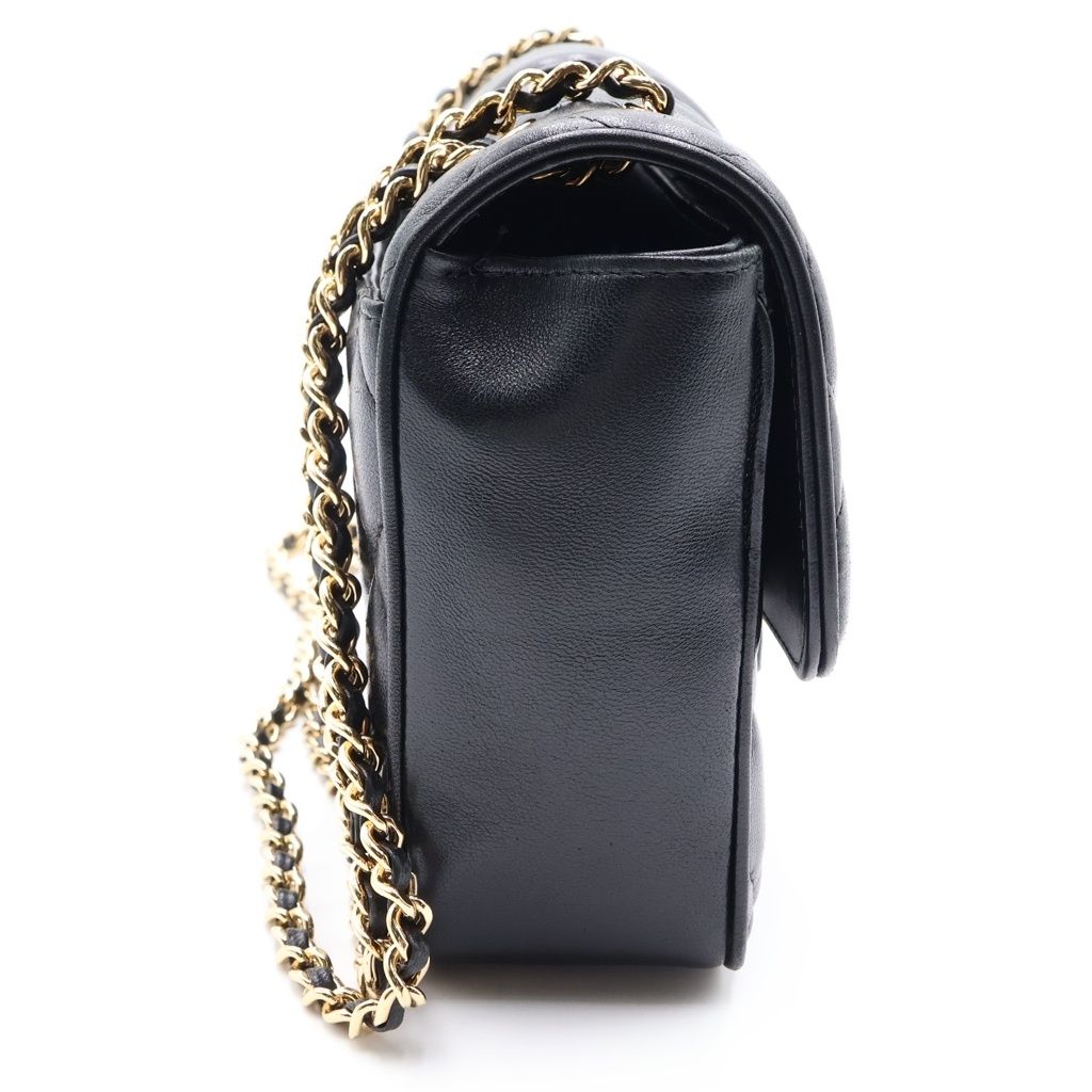 Chanel Quilted 23 Lambskin Gold Chain Shoulder Bag Plate Black — view 3