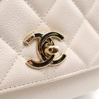 Chanel Quilted Affinity 2-Way Chain Shoulder Bag White Caviar Leather Gold — view 6