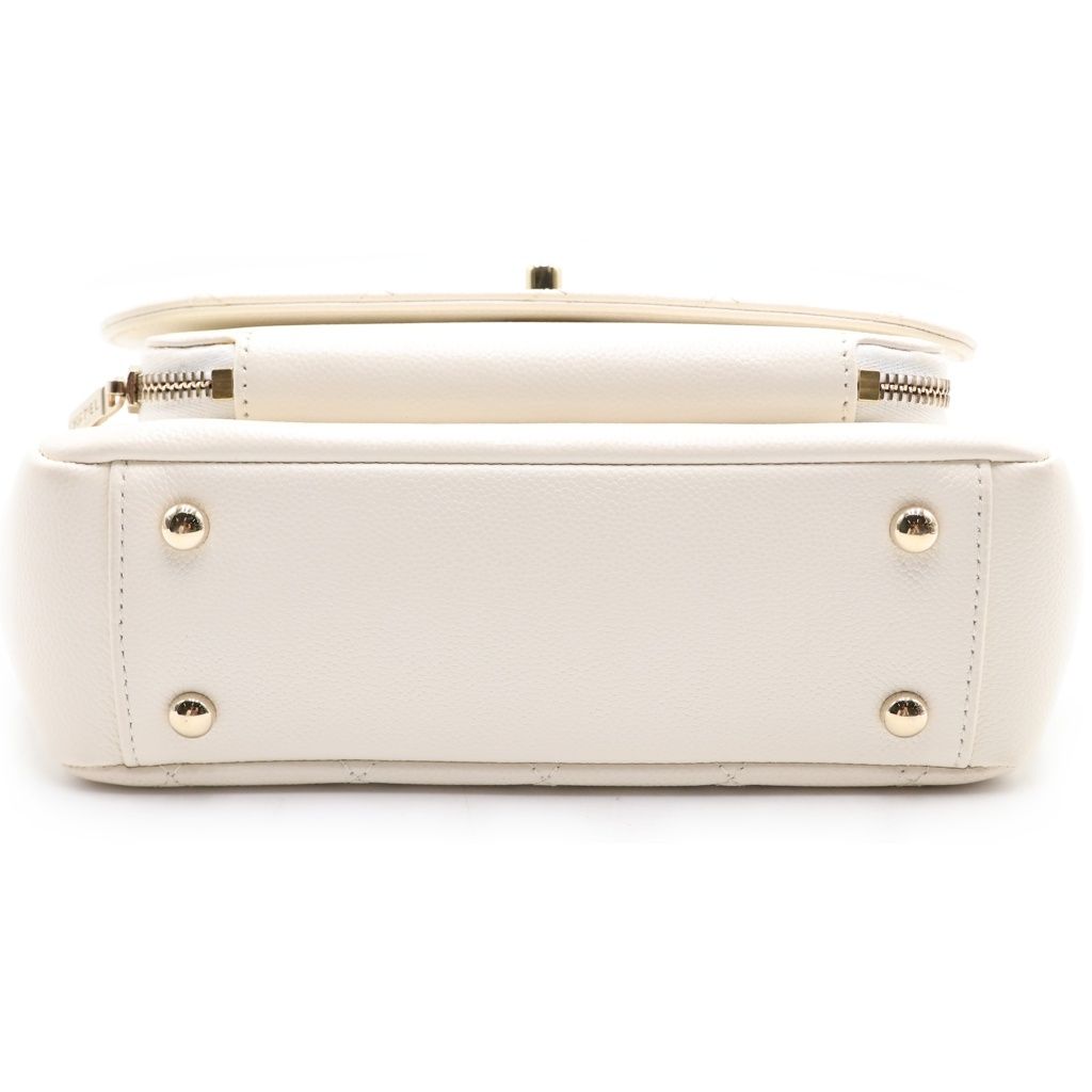 Chanel Quilted Affinity 2-Way Chain Shoulder Bag White Caviar Leather Gold — view 4