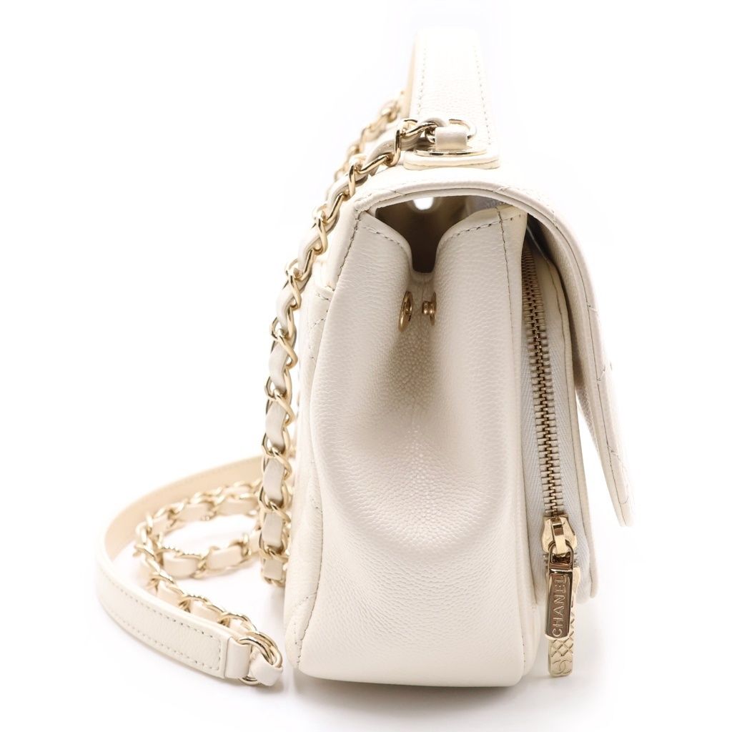 Chanel Quilted Affinity 2-Way Chain Shoulder Bag White Caviar Leather Gold — view 3