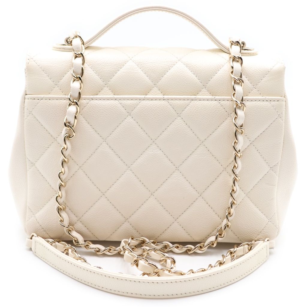 Chanel Quilted Affinity 2-Way Chain Shoulder Bag White Caviar Leather Gold — view 2