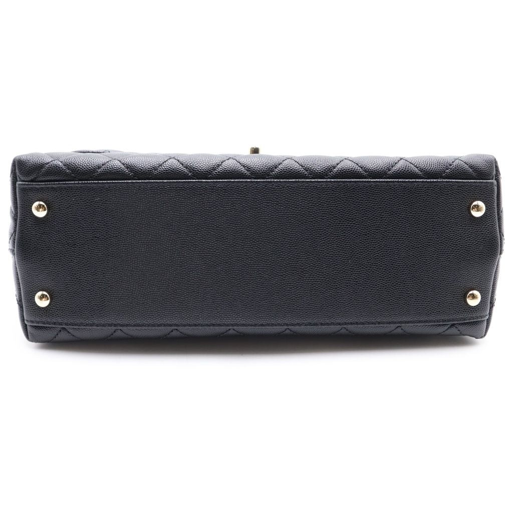 Chanel Coco Handle Turnlock 2-Way Chain Shoulder Bag Black Caviar Leather Gold — view 4