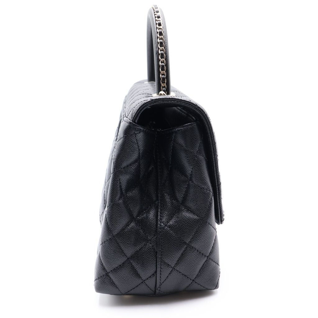 Chanel Coco Handle Turnlock 2-Way Chain Shoulder Bag Black Caviar Leather Gold — view 3