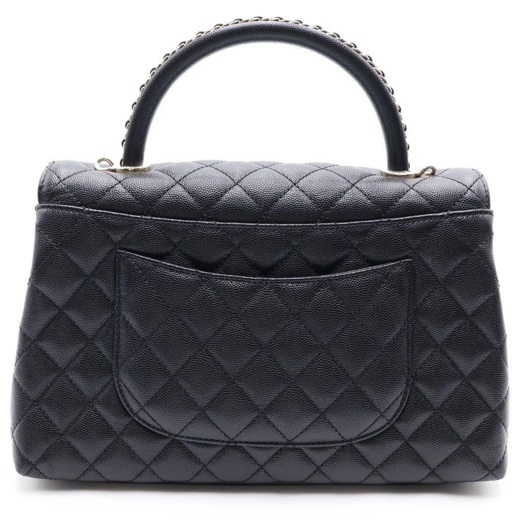 Chanel Coco Handle Turnlock 2-Way Chain Shoulder Bag Black Caviar Leather Gold — view 2