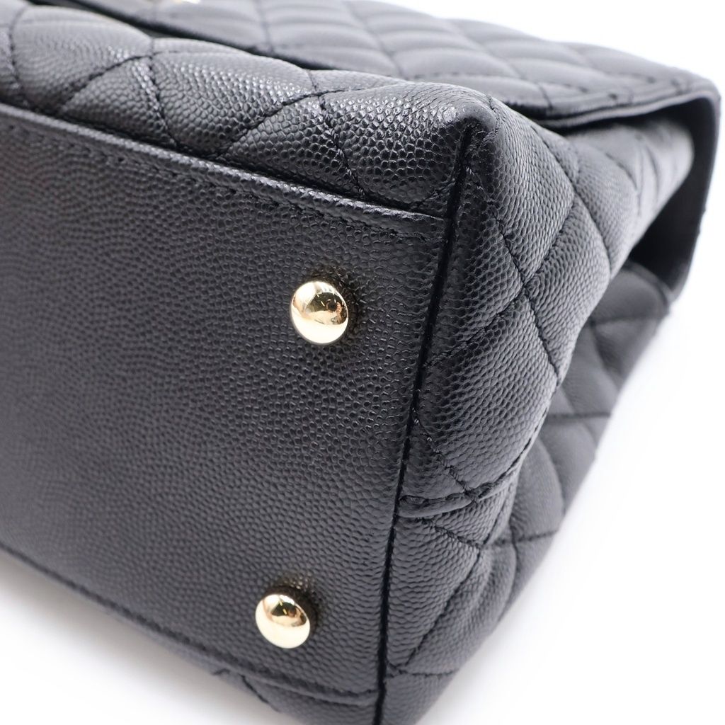 Chanel Coco Handle Turnlock 2-Way Chain Shoulder Bag Black Caviar Leather Gold — view 5