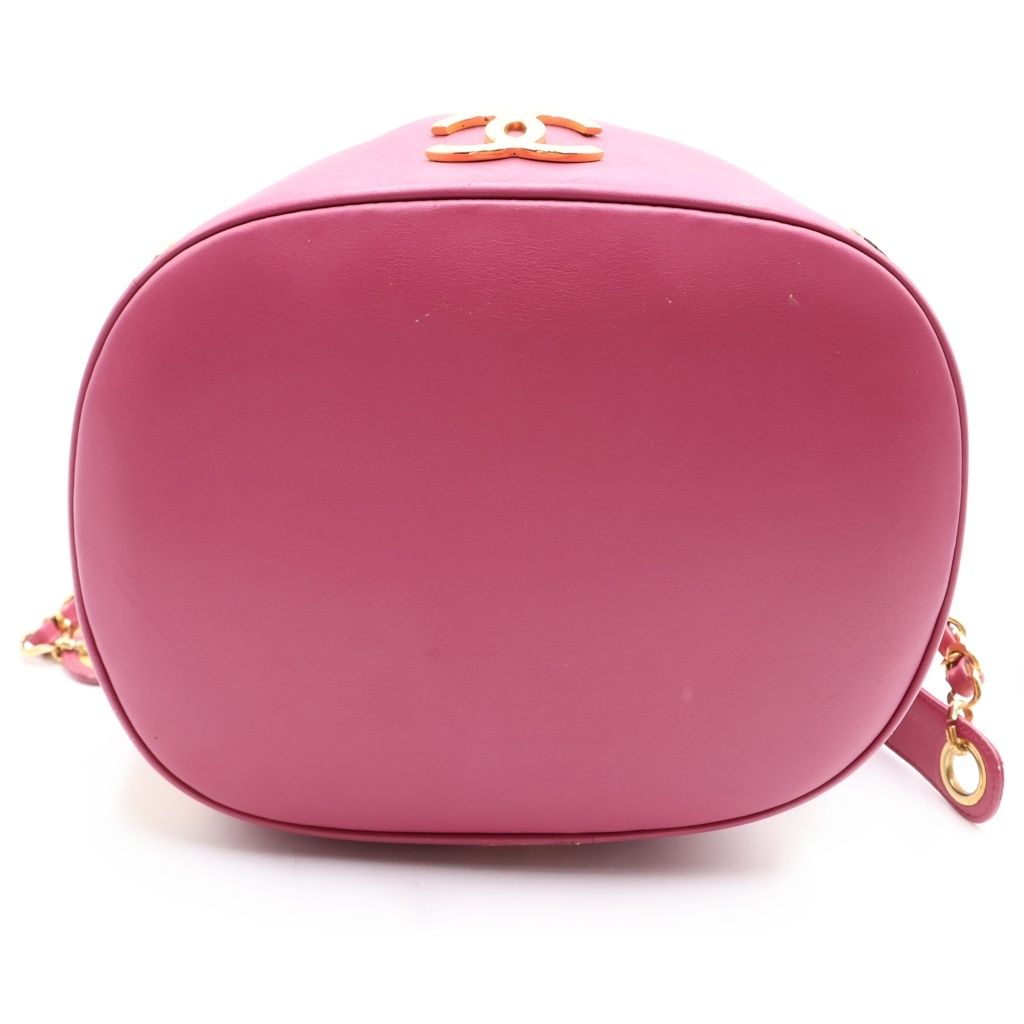 Chanel Triple Coco Drawstring Shoulder Bag Pink Leather Gold — view 4