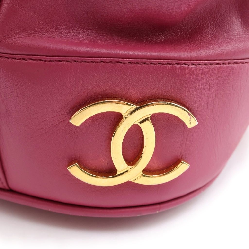 Chanel Triple Coco Drawstring Shoulder Bag Pink Leather Gold — view 6
