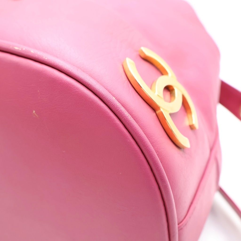 Chanel Triple Coco Drawstring Shoulder Bag Pink Leather Gold — view 5