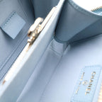 Chanel Quilted Vanity Chain Shoulder Bag Gold Caviar Leather Light Blue — view 8