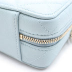 Chanel Quilted Vanity Chain Shoulder Bag Gold Caviar Leather Light Blue — view 5