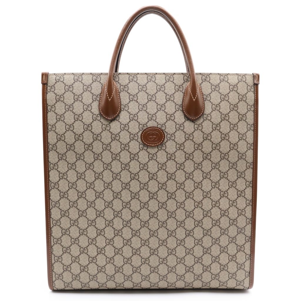 Gucci Interlocking Tote Back 2-Way Shoulder Canvas Brown