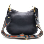 Prada Vitello Phoenix Leather Stripe Shoulder Bag Black — view 2