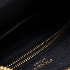 Prada Vitello Phoenix Leather Stripe Shoulder Bag Black — view 8