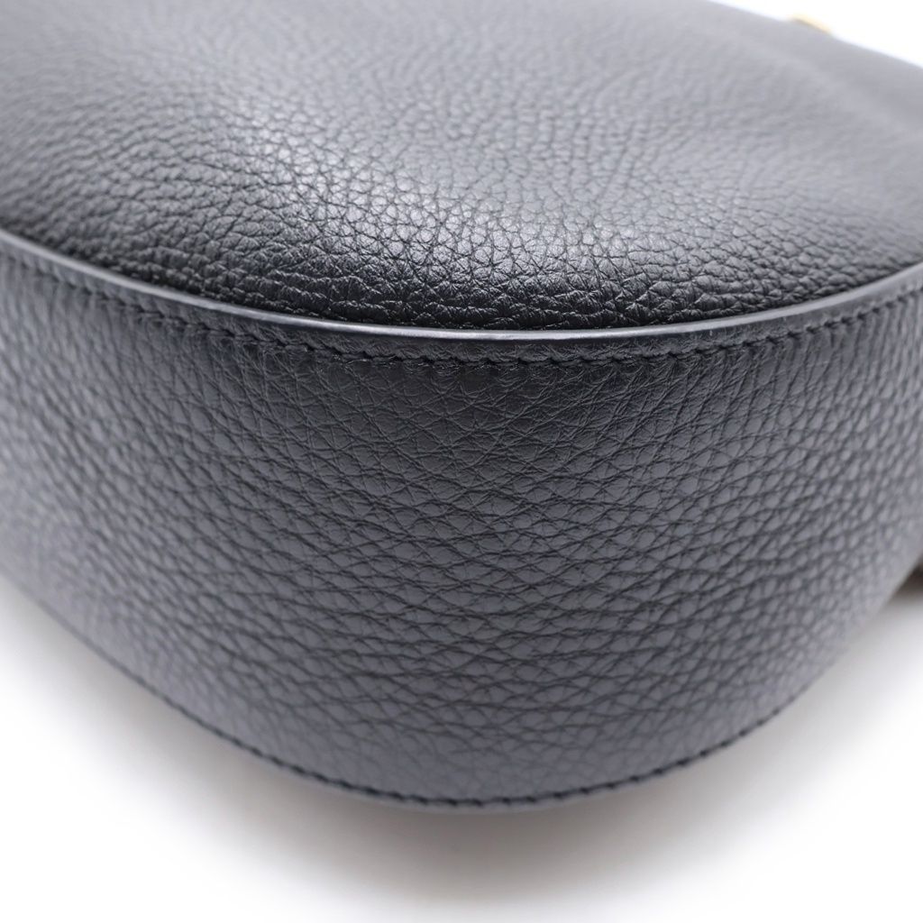 Prada Vitello Phoenix Leather Stripe Shoulder Bag Black — view 6