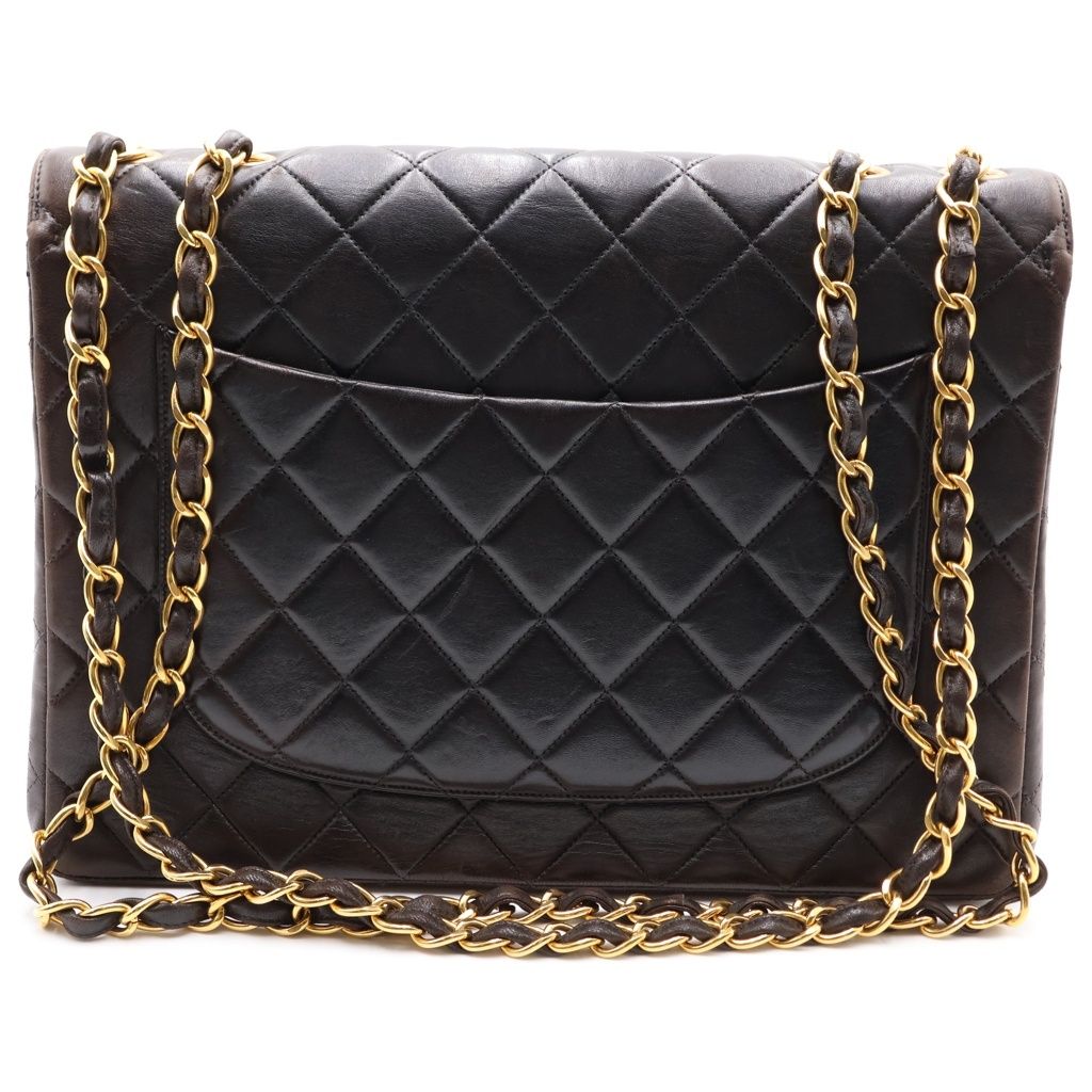 Chanel Maxi Quilted 30 Lambskin Gold Chain Shoulder Bag Black — view 2