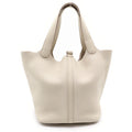 Hermes Picotin Lock MM Handbag Taurillon Clemence Silver Cles Gray