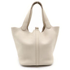 Hermes Picotin Lock MM Handbag Taurillon Clemence Silver Cles Gray
