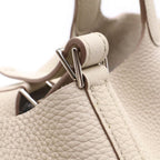 Hermes Picotin Lock MM Handbag Taurillon Clemence Silver Cles Gray — view 6