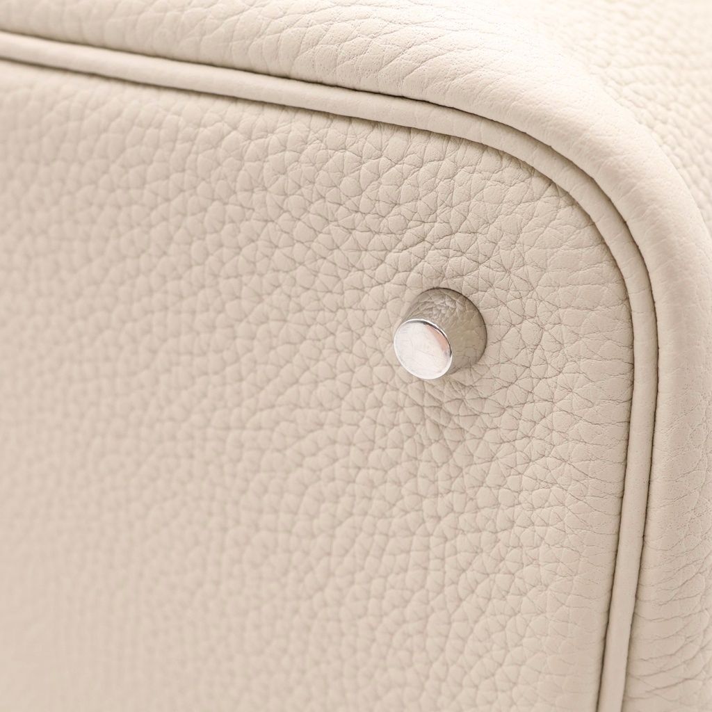 Hermes Picotin Lock MM Handbag Taurillon Clemence Silver Cles Gray — view 5