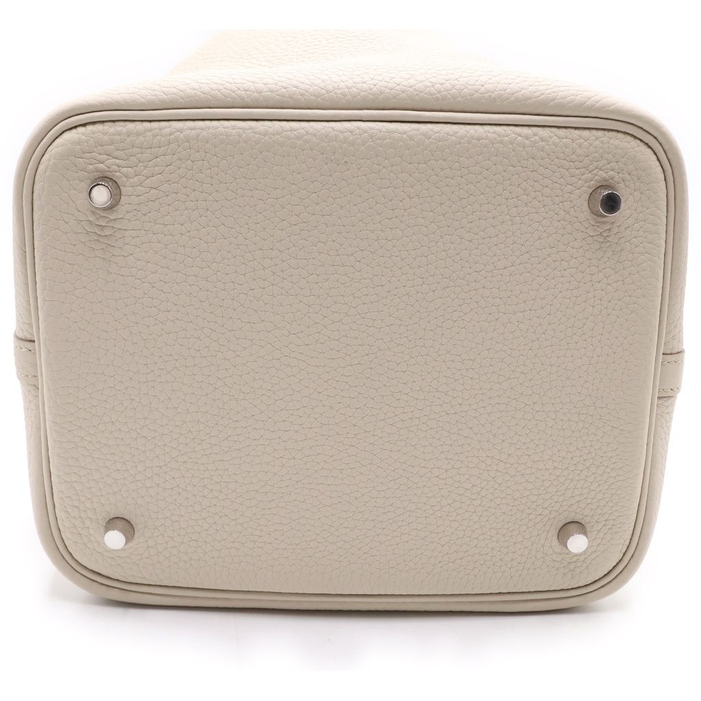 Hermes Picotin Lock MM Handbag Taurillon Clemence Silver Cles Gray — view 4