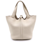 Hermes Picotin Lock MM Handbag Taurillon Clemence Silver Cles Gray — view 2