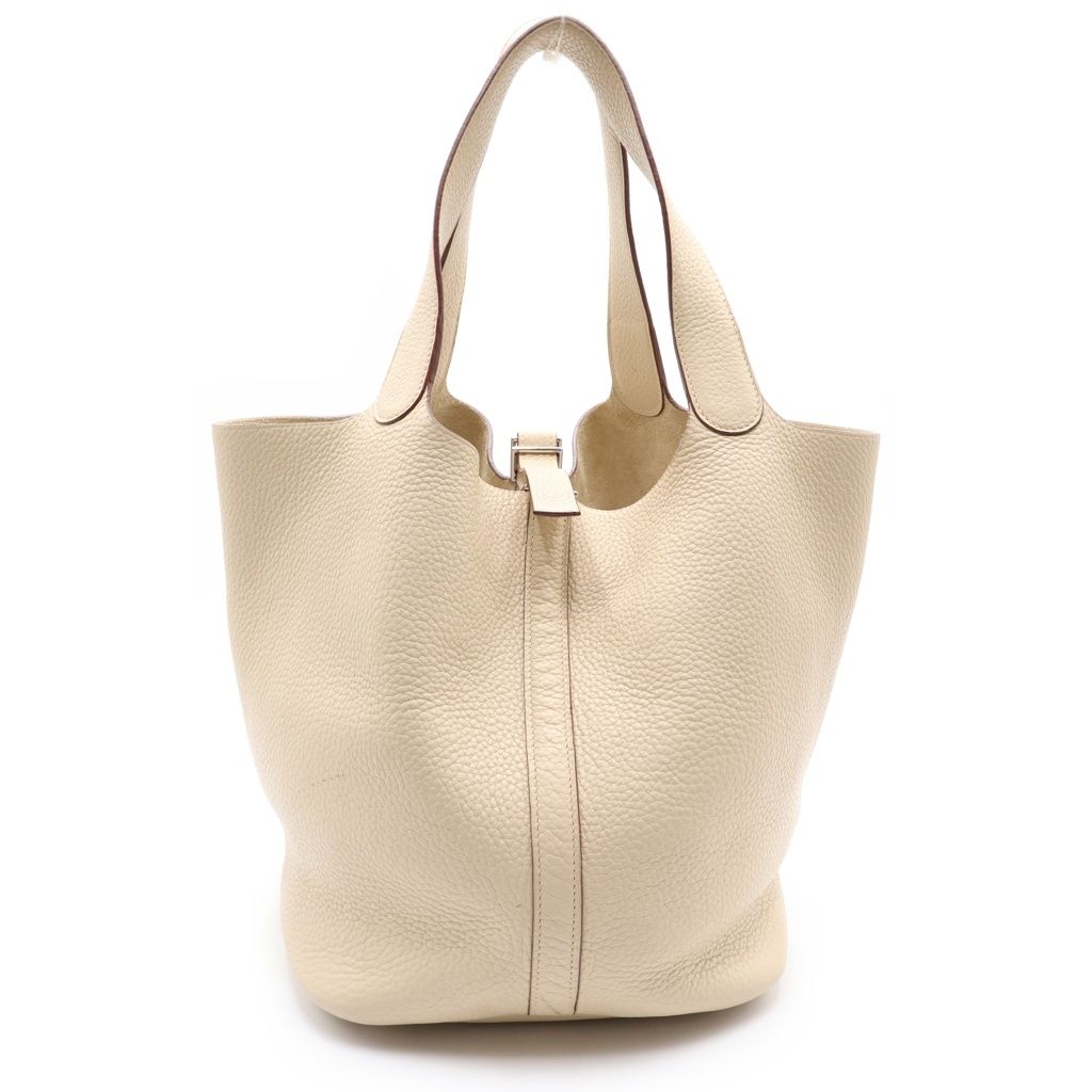 Hermes Picotin GM Handbag Silver Taurillon Clemence Parchemin