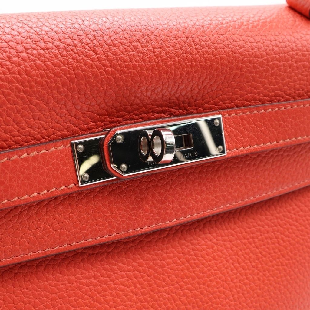 Hermes Kelly 32 2-Way Shoulder Back Retourne Silver Taurillon Clemence Rose — view 6