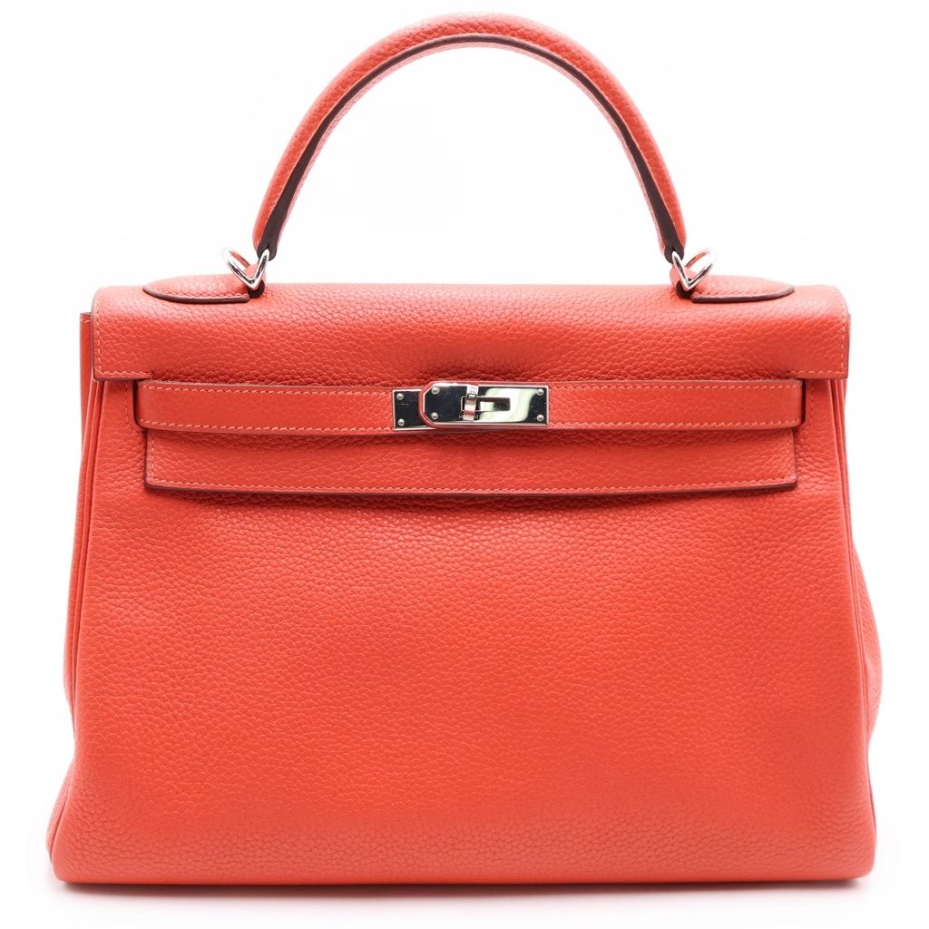 Hermes Kelly 32 2-Way Shoulder Back Retourne Silver Taurillon Clemence Rose