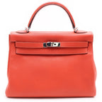 Hermes Kelly 32 2-Way Shoulder Back Retourne Silver Taurillon Clemence Rose