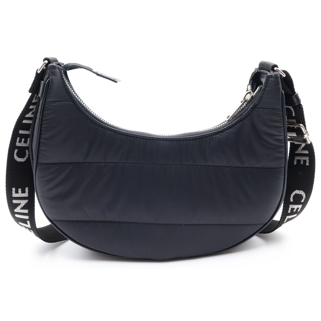 Celine Ava Shoulder Bag Black Nylon Silver