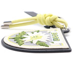 Dior Embroidery Grained Calfskin Flower Key Holder Charm Yellow White — view 3