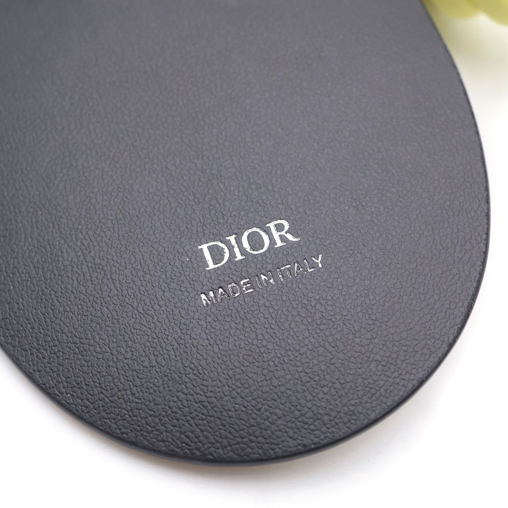 Dior Embroidery Grained Calfskin Flower Key Holder Charm Yellow White — view 6