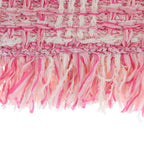 Chanel Tweed Fringe Skirt CC Logo Button Pink White — view 6