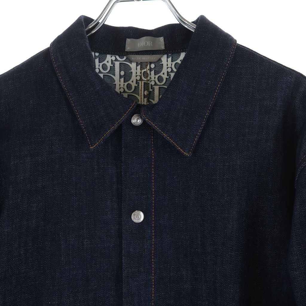 Dior Oblique Cotton Denim Overshirt Shirt Jacket Indigo — view 3