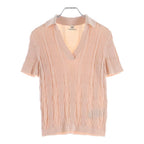 Hermes Coaching Remix Short Sleeve Knit Silk Cotton Pink Sweater