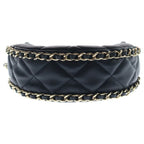 Chanel Quilted Hobo Back Chain Shoulder Mini Gold Lambskin Black — view 4