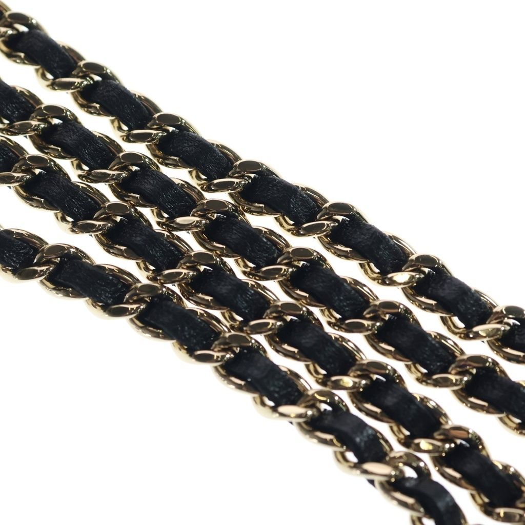 Chanel Quilted Hobo Back Chain Shoulder Mini Gold Lambskin Black — view 7