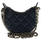 Chanel Quilted Hobo Back Chain Shoulder Mini Gold Lambskin Black — view 2