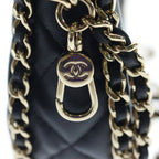 Chanel Quilted Hobo Back Chain Shoulder Mini Gold Lambskin Black — view 6