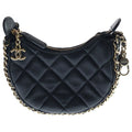 Chanel Quilted Hobo Back Chain Shoulder Mini Gold Lambskin Black
