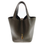 Hermes Picotin Lock PM Taurillon Clemence Gold Handbag Etoupe