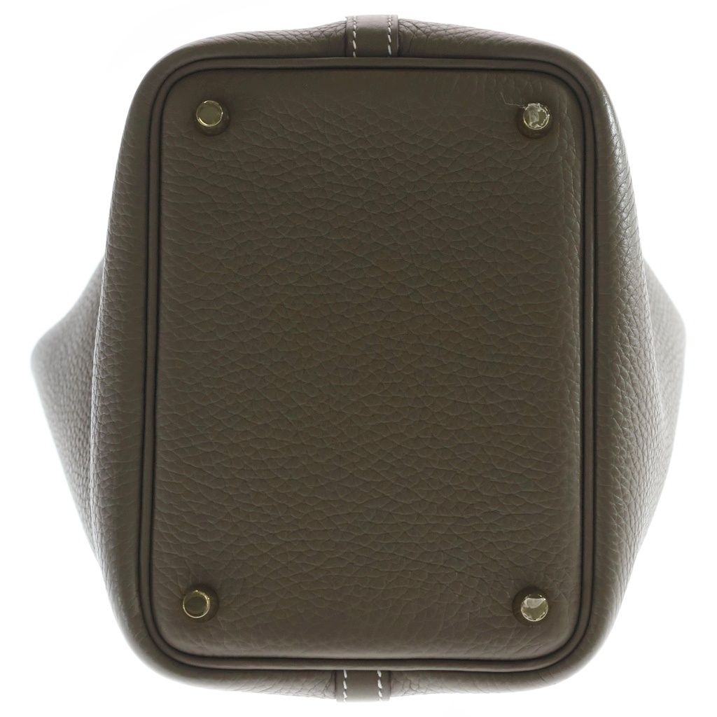 Hermes Picotin Lock PM Taurillon Clemence Gold Handbag Etoupe — view 4