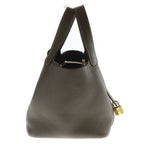 Hermes Picotin Lock PM Taurillon Clemence Gold Handbag Etoupe — view 3