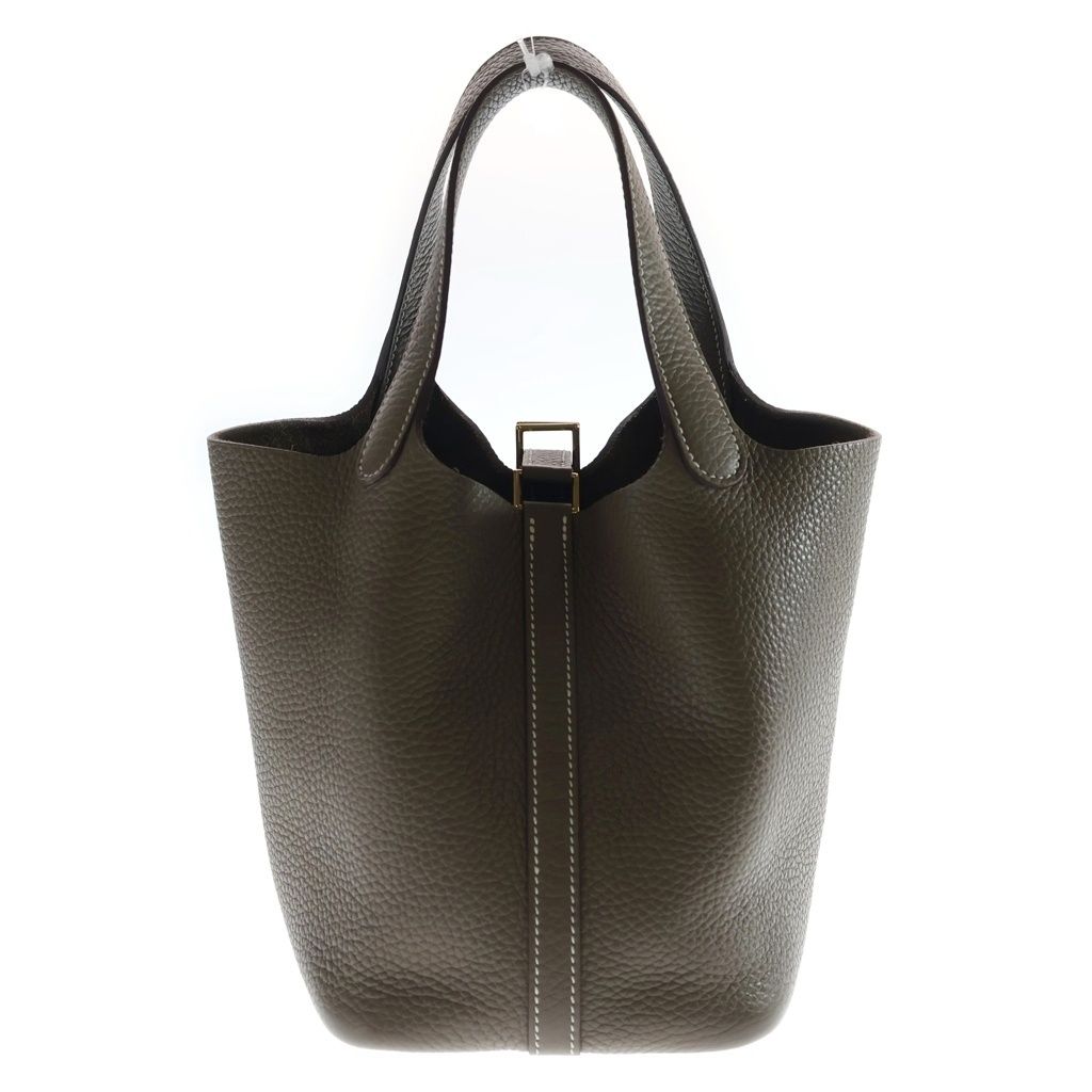 Hermes Picotin Lock PM Taurillon Clemence Gold Handbag Etoupe — view 2