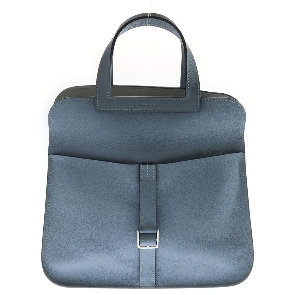 Hermes Halzan 25 Color Silver 2-Way Shoulder Bag Blue