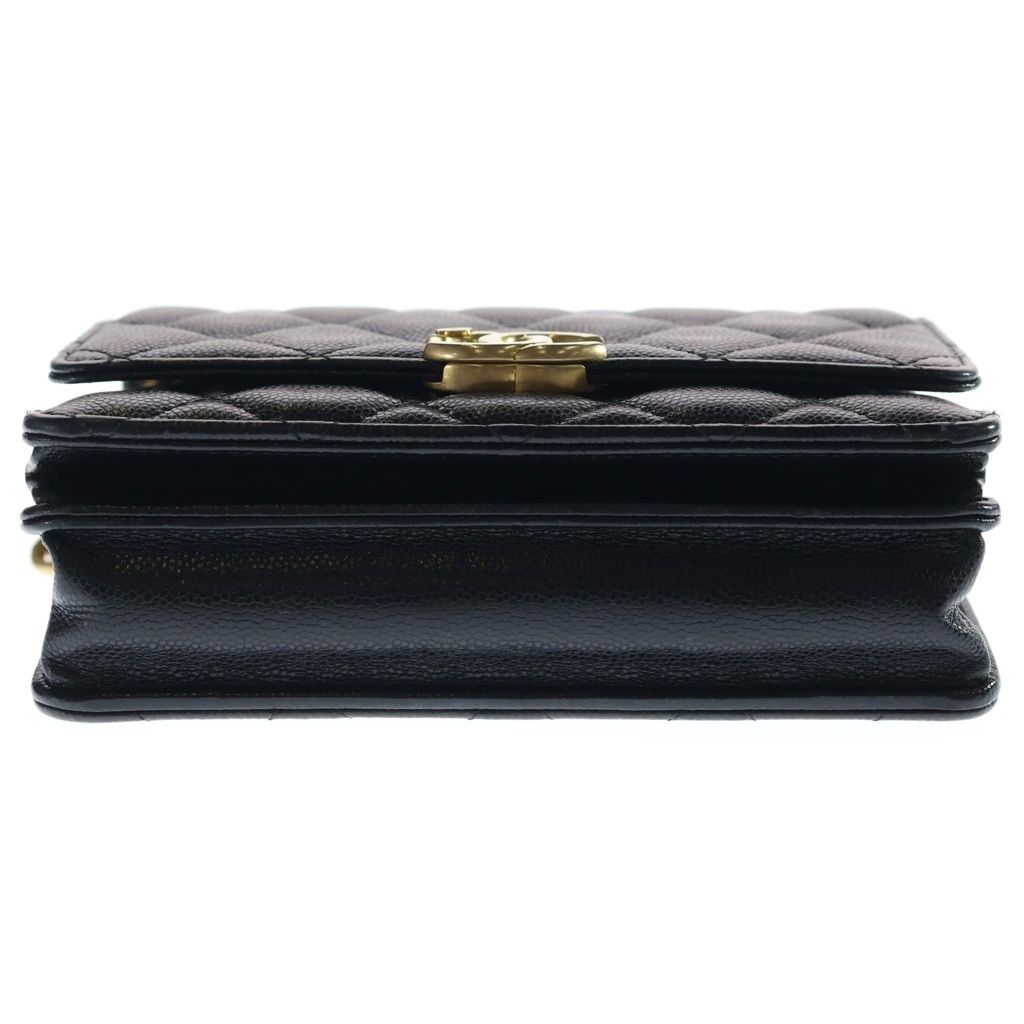 Chanel Mini Quilted 15 Chain Mini Shoulder Bag Black Caviar Leather Gold — view 4